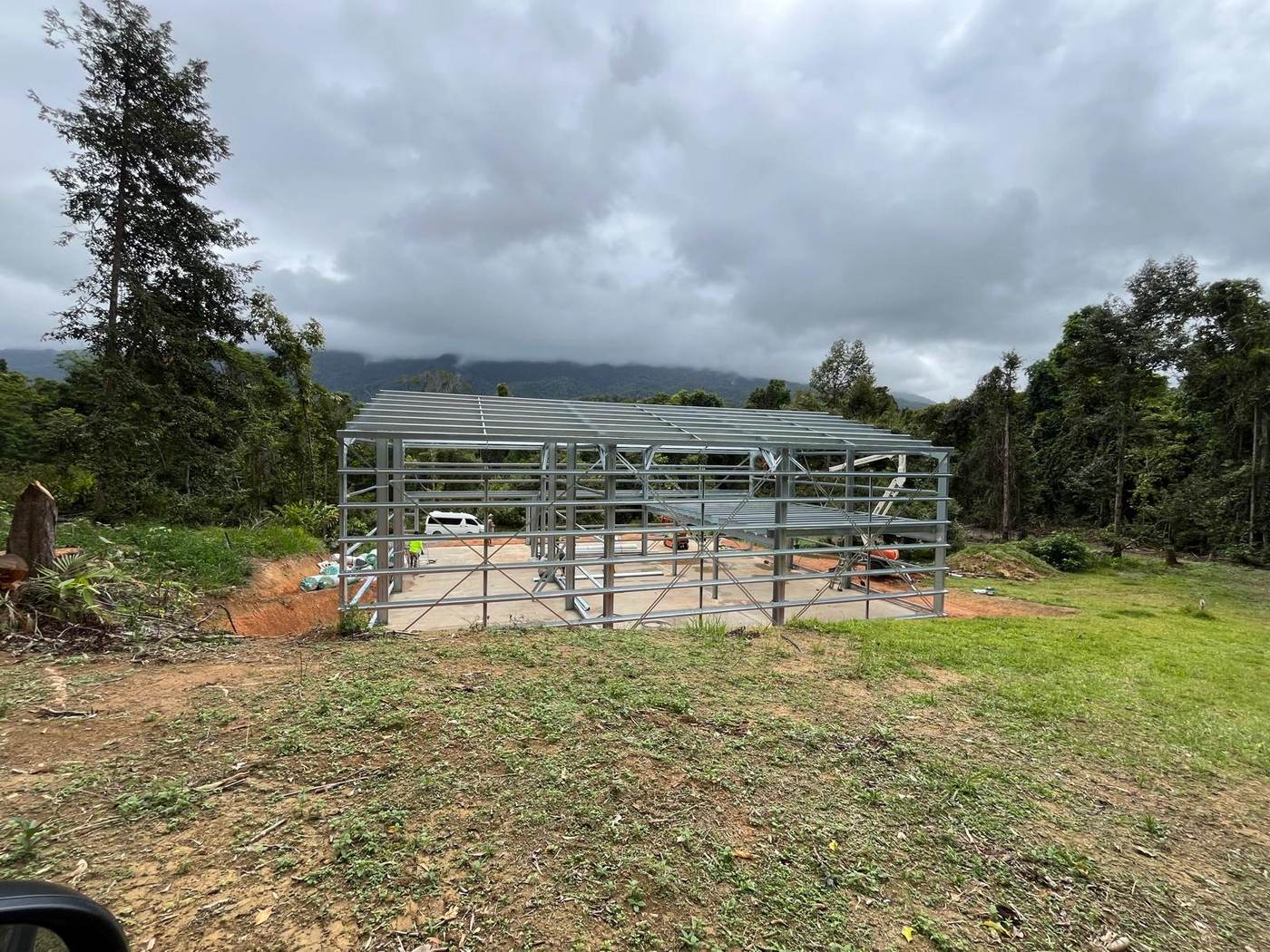 Shed frame, wide view